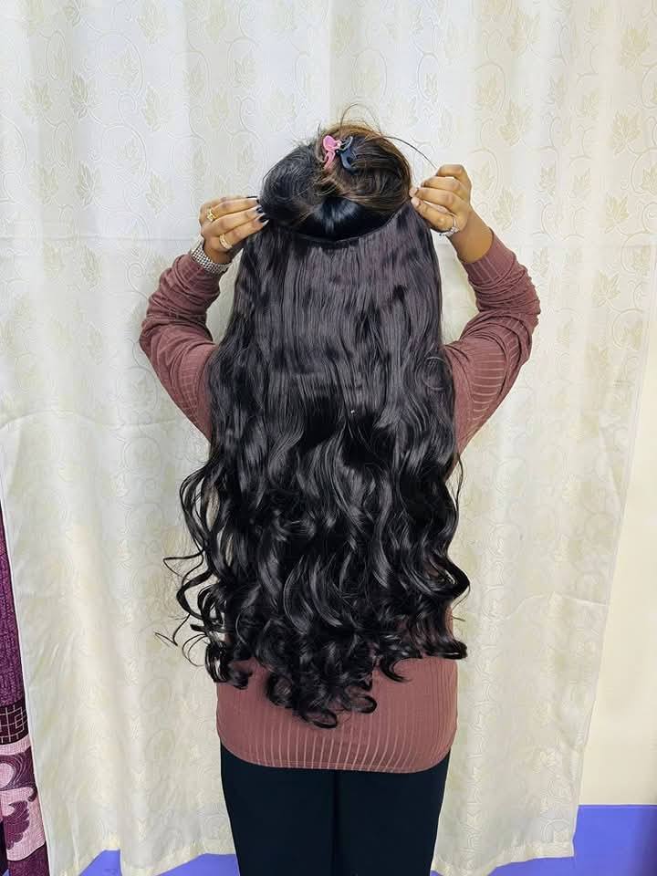 ৩০ ইঞ্চি ৫ ক্লিপ ব্ল্যাক কার্লি হেয়ার